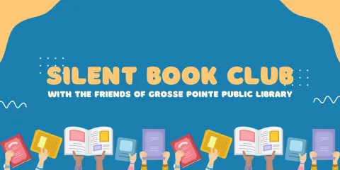 Blue and yellow logo for Silent Book Club