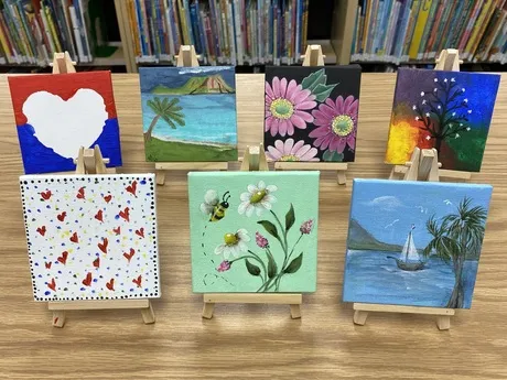 tiny art on easels