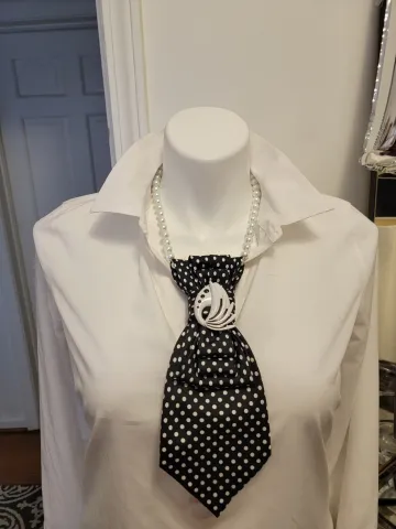 Black and white tie necklace by The Tie Is Fly