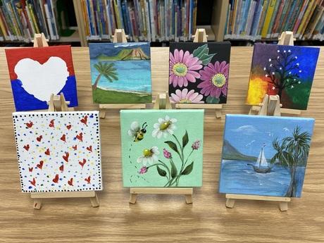 tiny art on easels